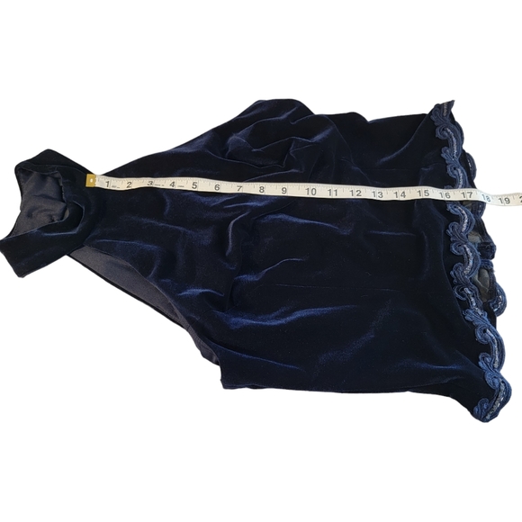 Bari Jay Vintage Satin Feel Midnight Dark Blue Beeded Sequined Trim Top 5-6 - Picture 12 of 12